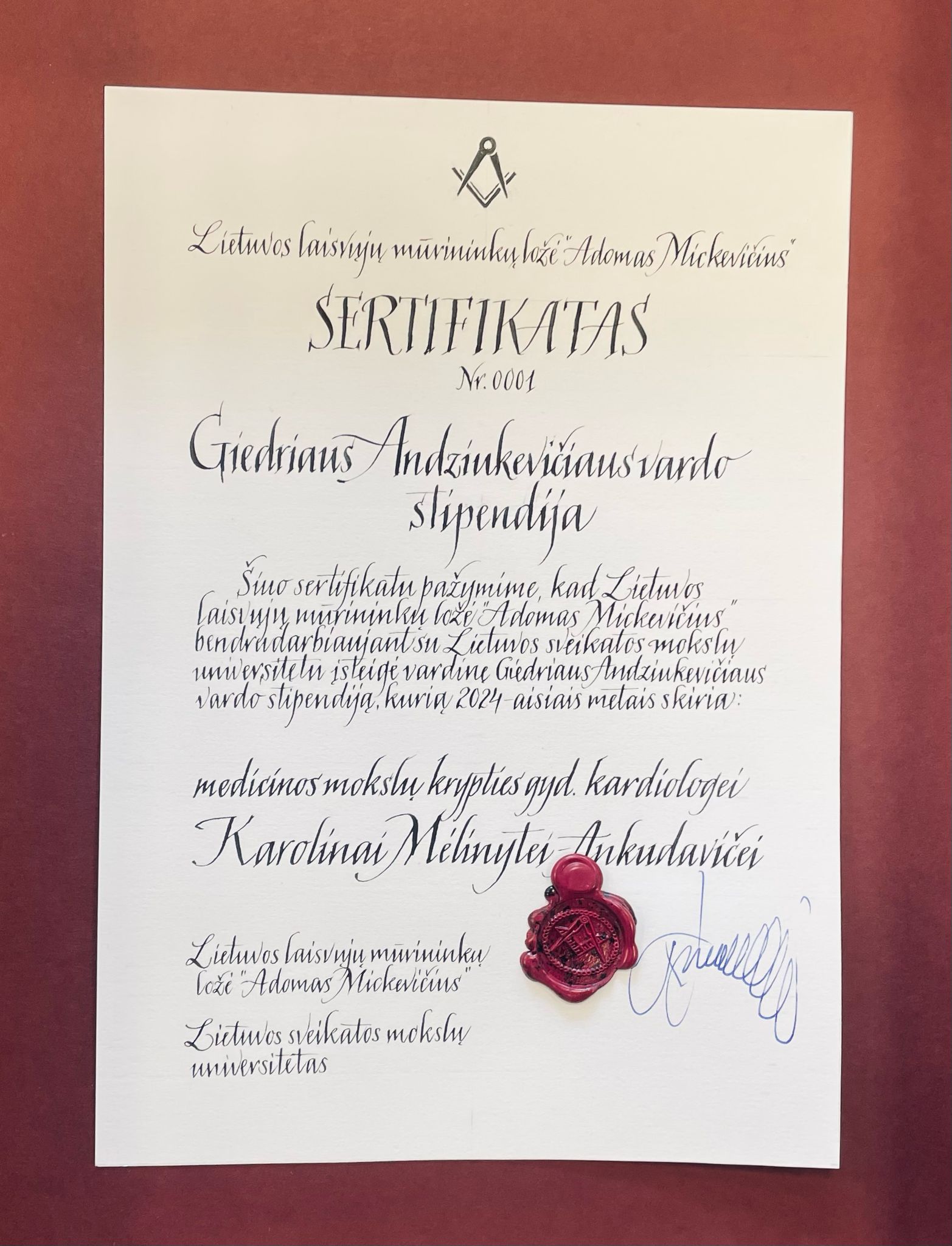 Pirmoji stipendijos laureatė